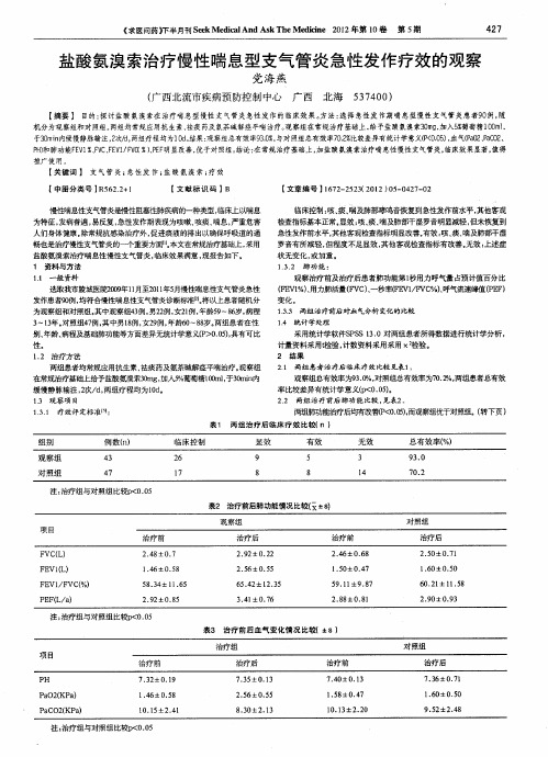 盐酸氨溴索治疗慢性喘息型支气管炎急性发作疗效的观察