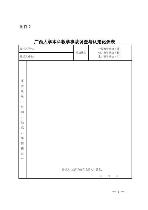 本科教学事故调查与认定记录表