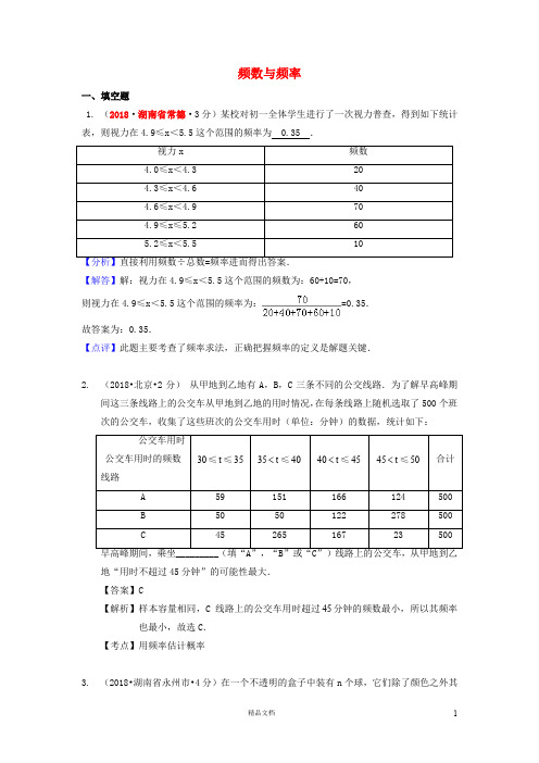 【2018中考数学真题+分类汇编】一期15频数与频率试题含解析389【2018数学中考真题分项汇编系列】