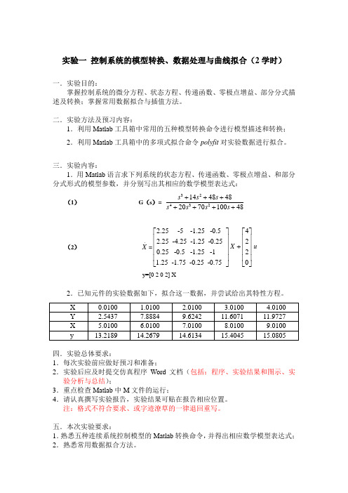 控制系统数字仿真技术实验