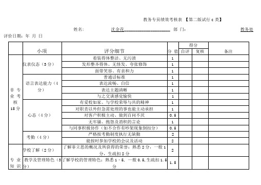 教务c专员绩效考核表