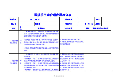 医院抗生素合理应用检查表 