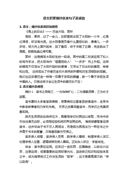 语文积累摘抄优美句子及感悟