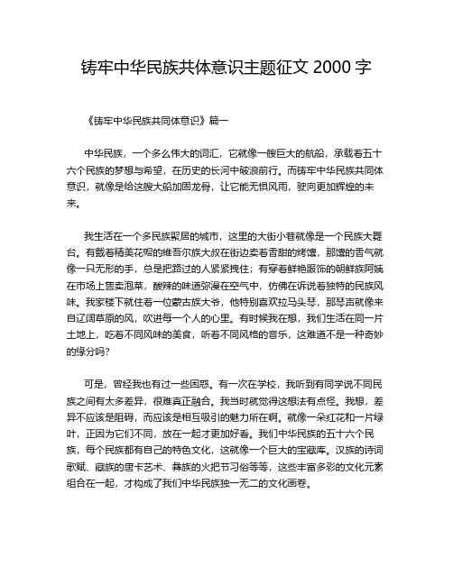 铸牢中华民族共体意识主题征文2000字