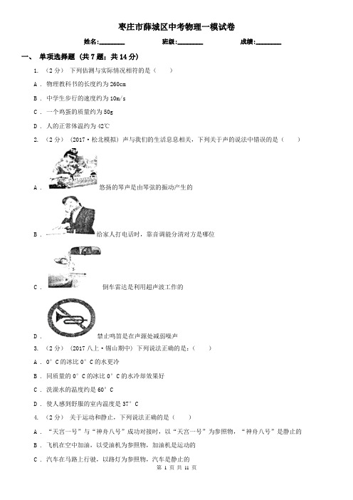 枣庄市薛城区中考物理一模试卷