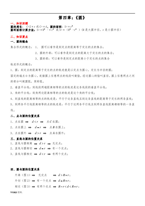 九年级数学圆的知识点总结大全