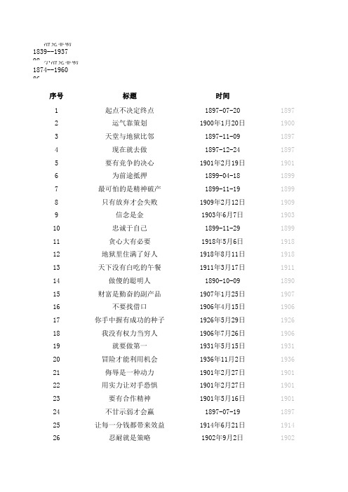 洛克菲勒留给儿子的38封信--时间表