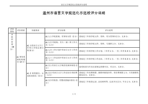 语言文字规范化示范校评分说明