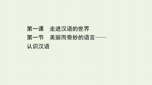 高中语文选修《语言文字应用》第一课 《美丽而奇妙的语言——认识汉语》课件(19张PPT)