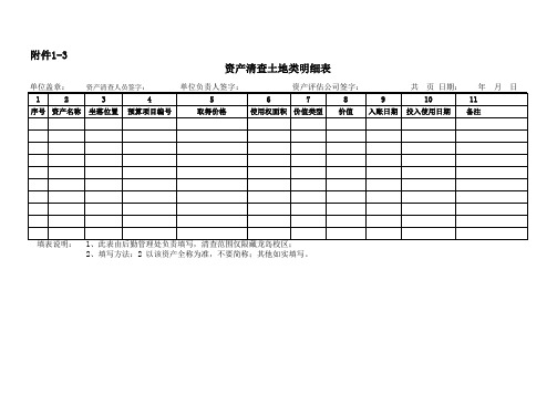 资产清查土地类明细表