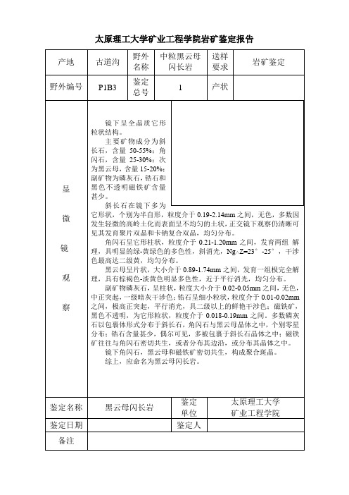 矿物鉴定表模版