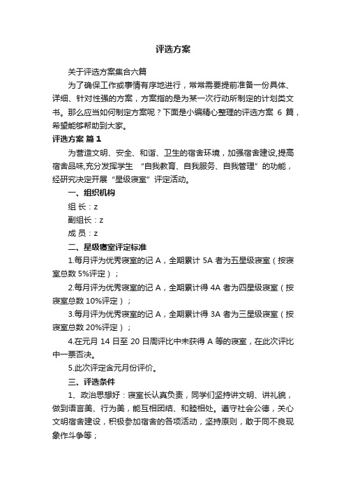 关于评选方案集合六篇