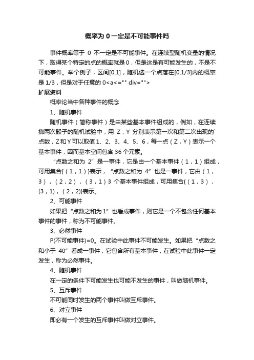 概率为0一定是不可能事件吗