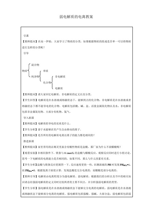 弱电解质电离教案