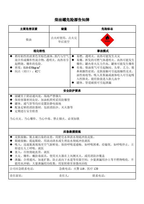 柴油罐--危险源告知牌