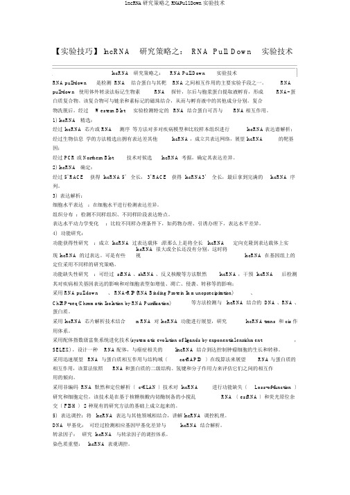 lncRNA研究策略之RNAPullDown实验技术