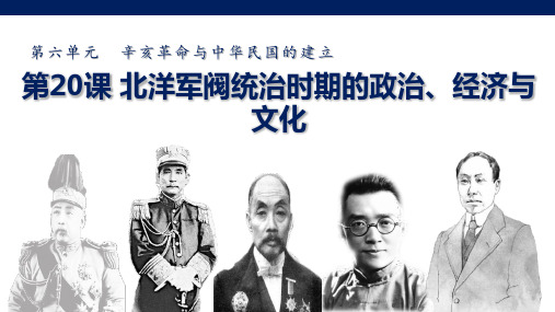 北洋军阀统治时期的政治经济与文化课程设计PPT课件