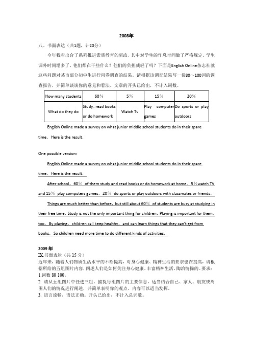 2011-2015山东英语中考作文真题及范文