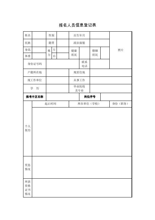 报名人员信息登记表.doc