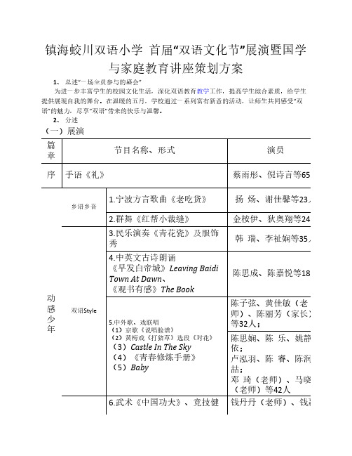 2016双语节汇报表演策划方案