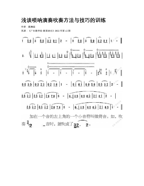 浅谈唢呐演奏吹奏方法与技巧的训练