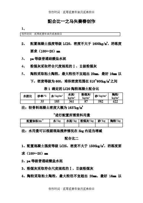 陶粒混凝土配合比