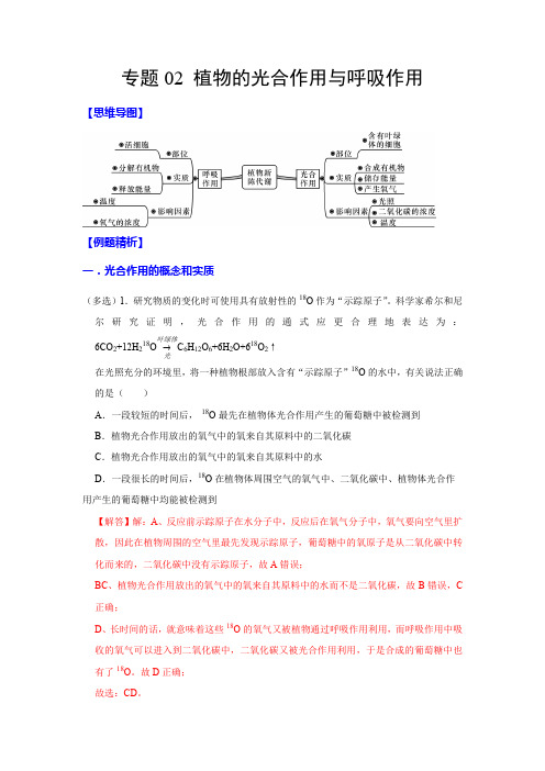 专题02植物的光合作用与呼吸作用