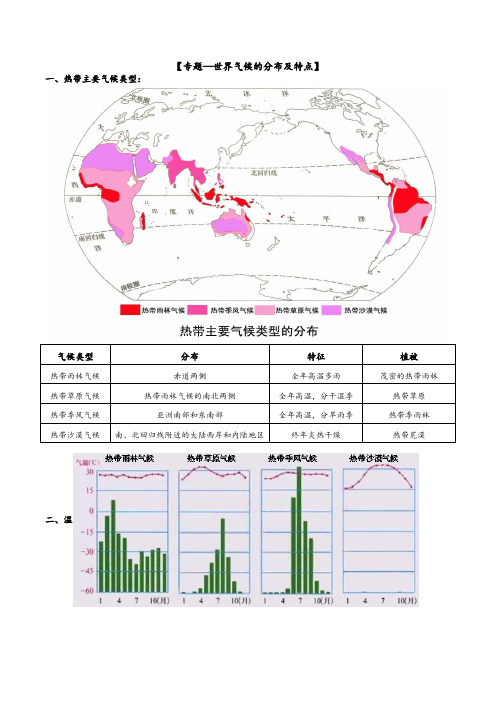 人教版地理七年级上册【专题—世界气候的分布及特点】