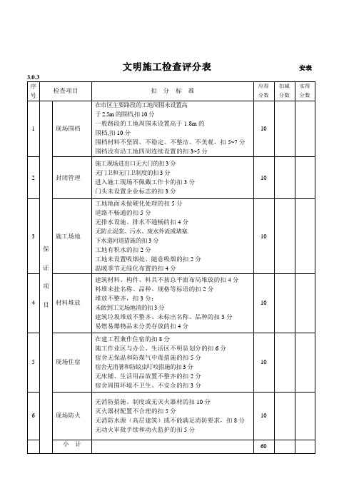 文明施工检查评分表