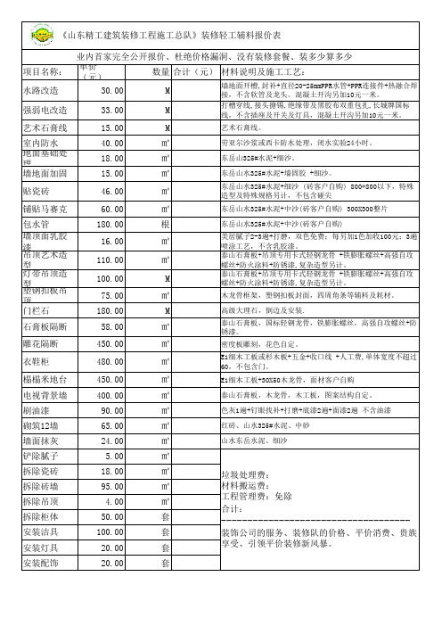 山东精装修装饰工程报价单_价格表