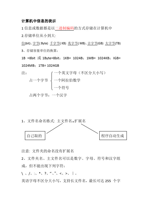 计算机中信息的表示