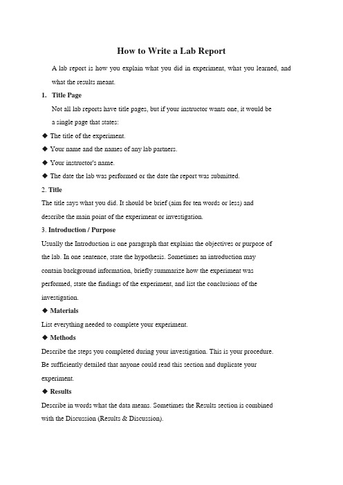 How to Write a Lab Report