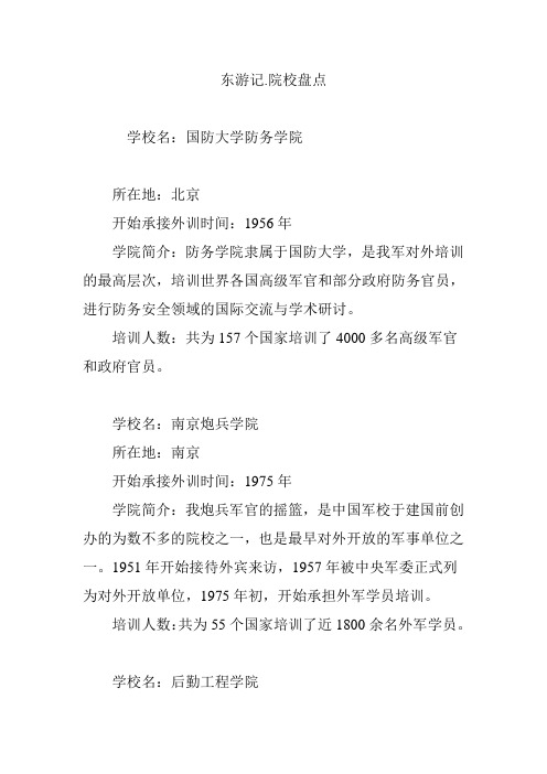 东游记.院校盘点