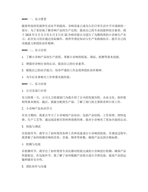 小音响生产实习报告