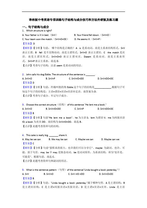 专项训练句子结构与成分技巧和方法外研版及练习题