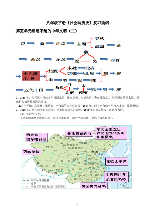 人教版八年级下册   历史与社会  复习提纲