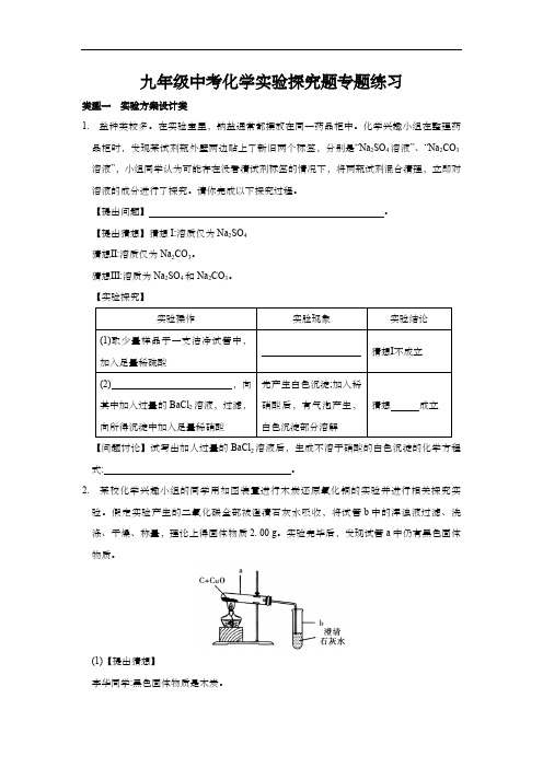 九年级中考化学实验探究题专题练习