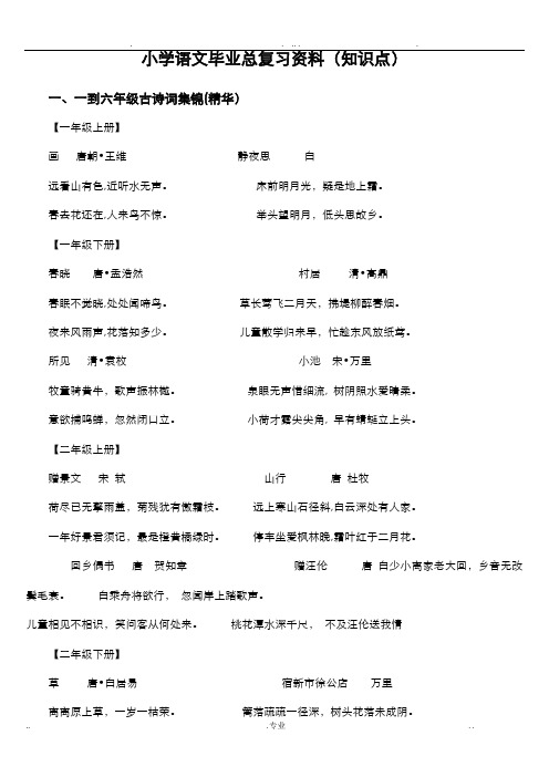 小学语文毕业总复习资料(知识点)