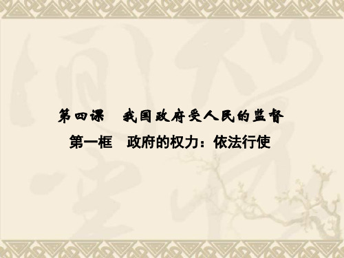 高一政治同步课件2.4.1 政府的权力依法行使(人教版必修2)