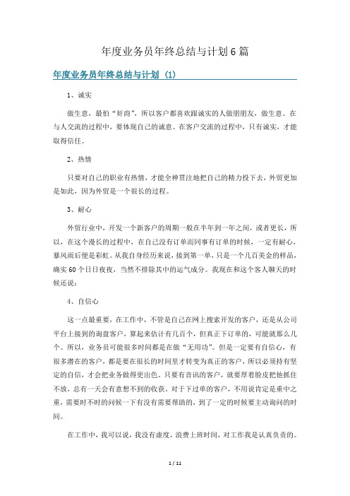 年度业务员年终总结与计划6篇