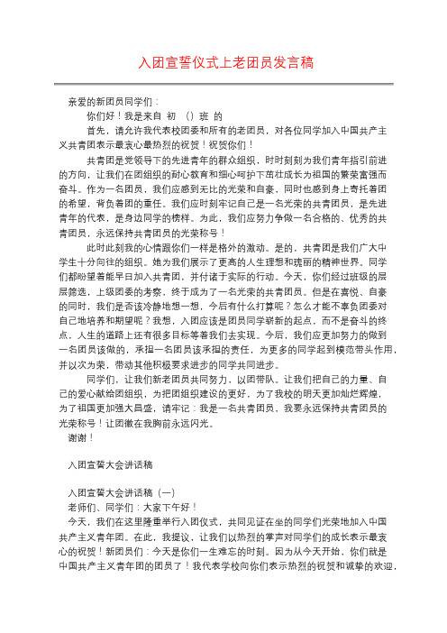 入团宣誓仪式上老团员发言稿