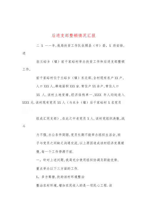 后进支部整顿情况汇报