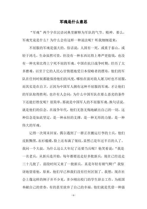 军魂是什么意思