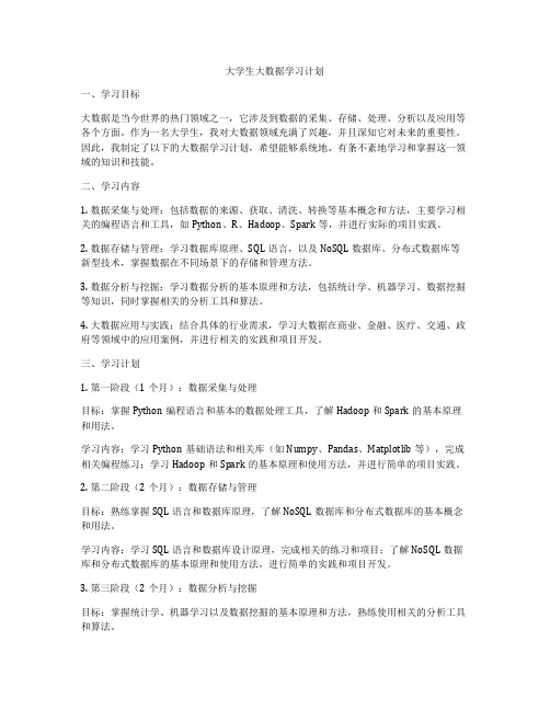 大学生大数据学习计划