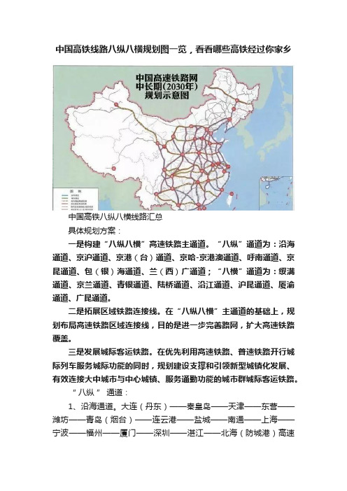 中国高铁线路八纵八横规划图一览，看看哪些高铁经过你家乡