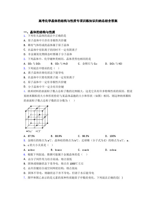 高考化学晶体的结构与性质专项训练知识归纳总结含答案