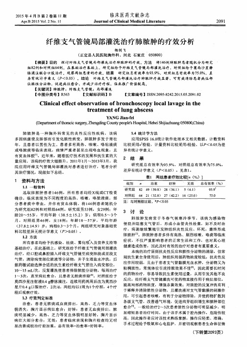 纤维支气管镜局部灌洗治疗肺脓肿的疗效分析