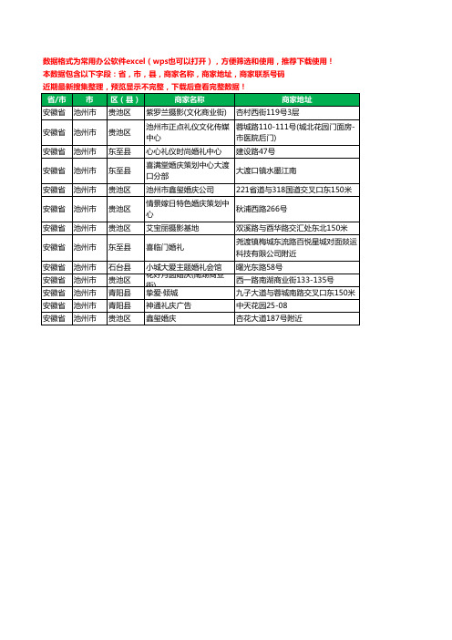 2020新版安徽省池州市婚庆有限公司工商企业公司商家名录名单黄页联系电话号码地址大全13家