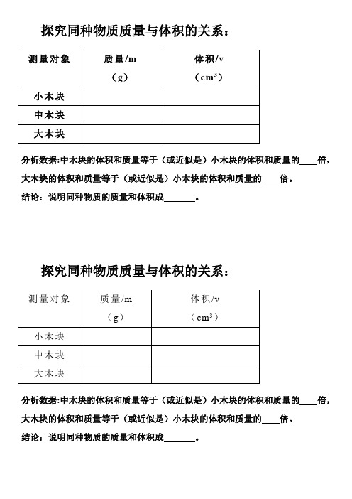 实验表格