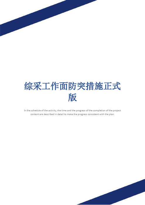综采工作面防突措施正式版